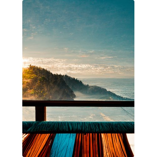 Wooden Hotel Terrace With Hammock View