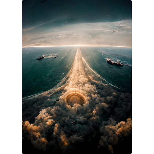 A Circle Big Giant Aircraft Flying Above The Sea Wideang - B